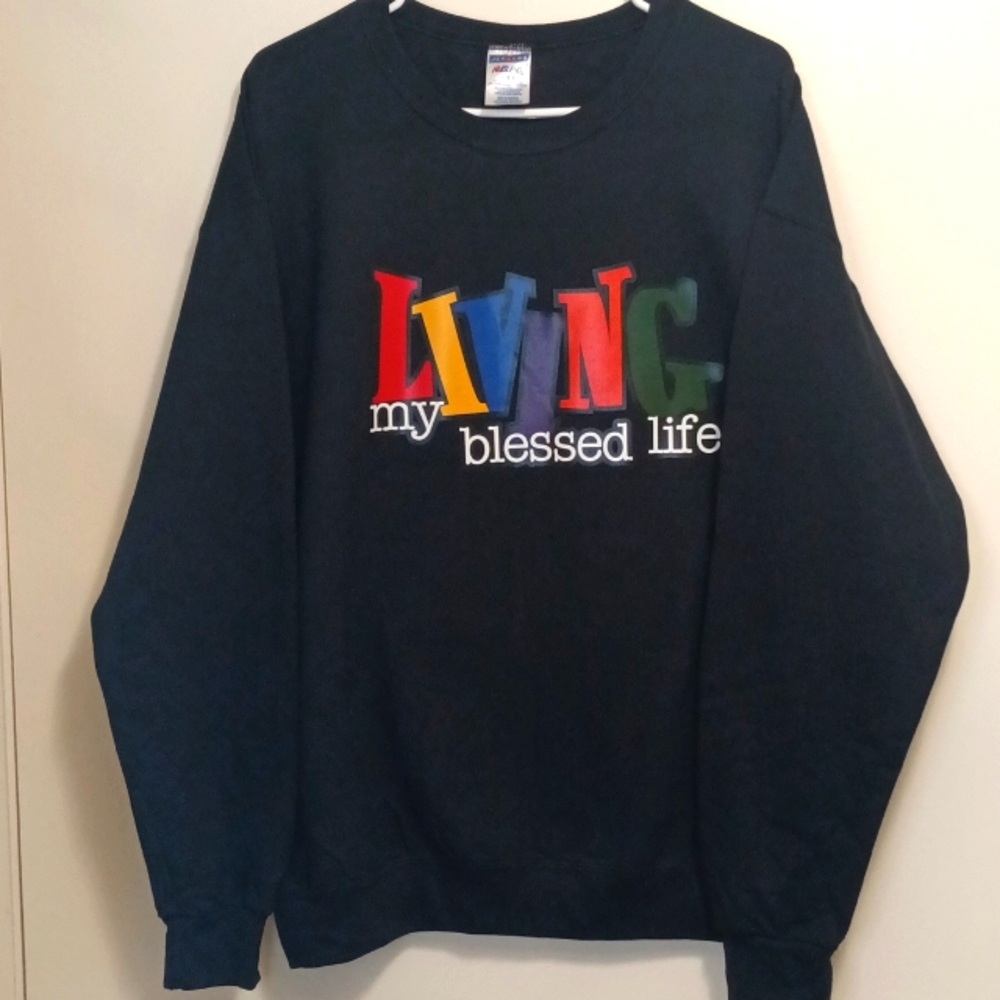 Jerzees Large Black Graphic Sweatshirt